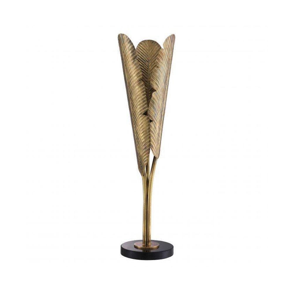 Vintage brass table lamp on black granite base