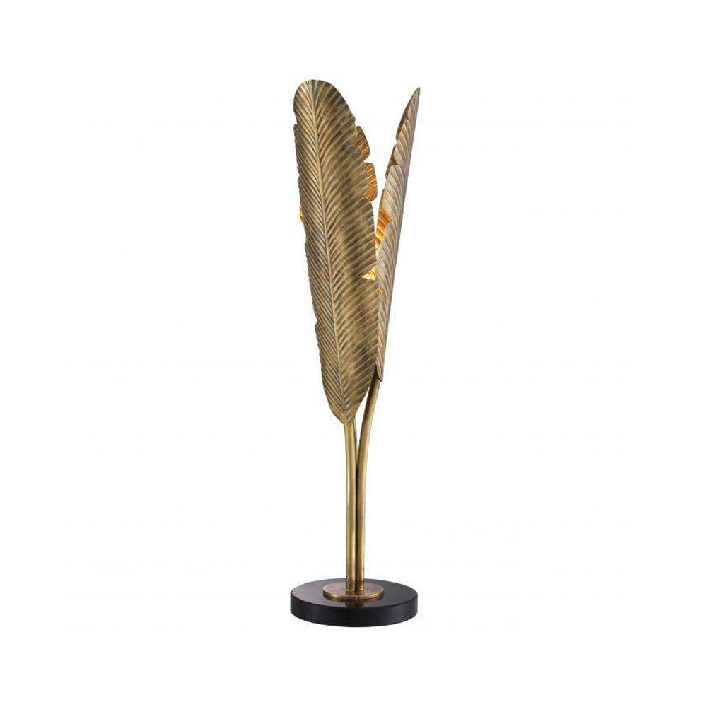 Vintage brass table lamp on black granite base