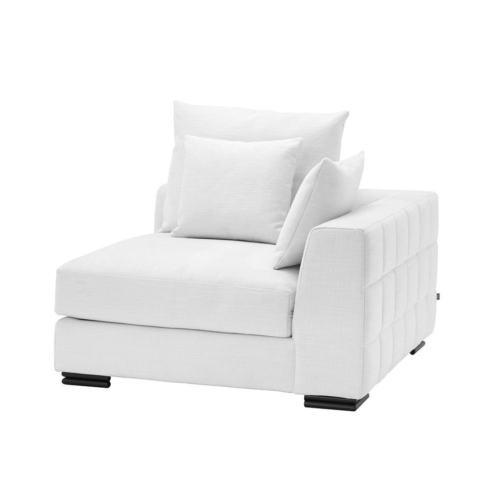 Illustrious corner-sofa piece upholstered in Avalon White with black feet