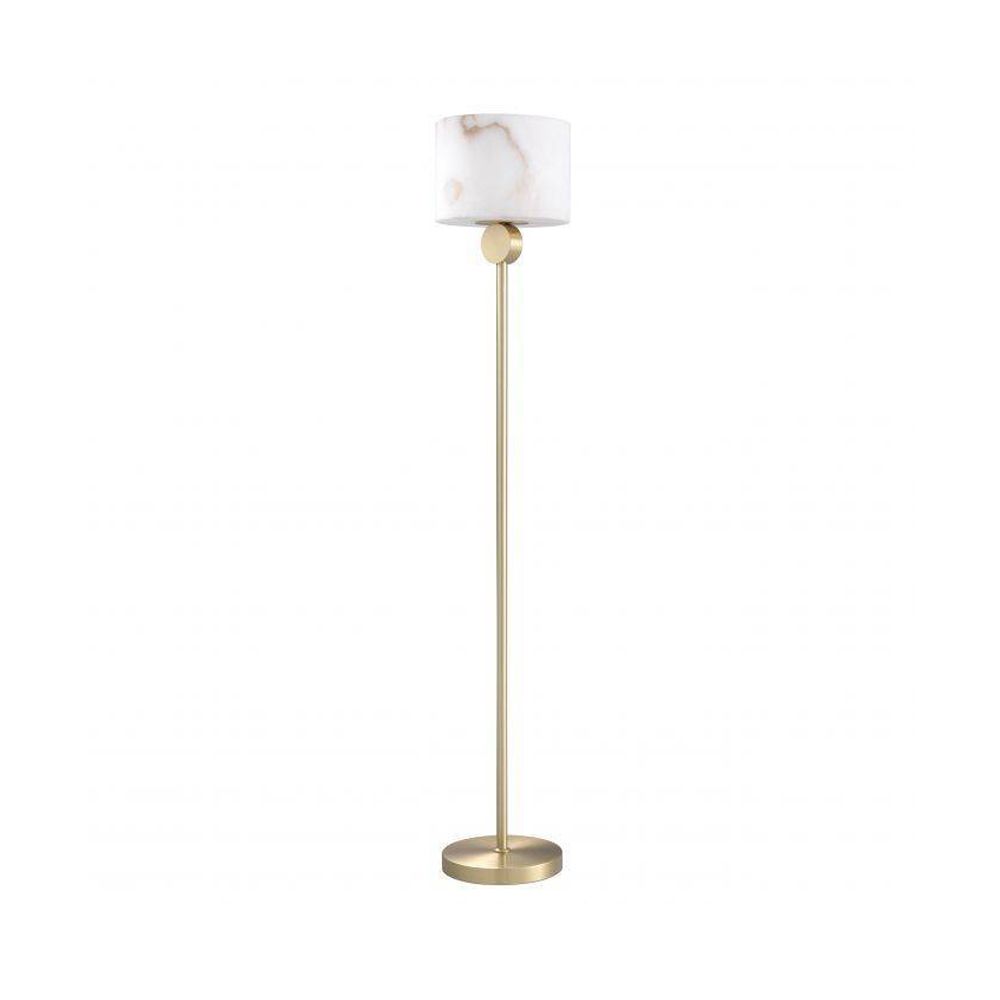 Light brass floor lamp with round alabaster lampshade