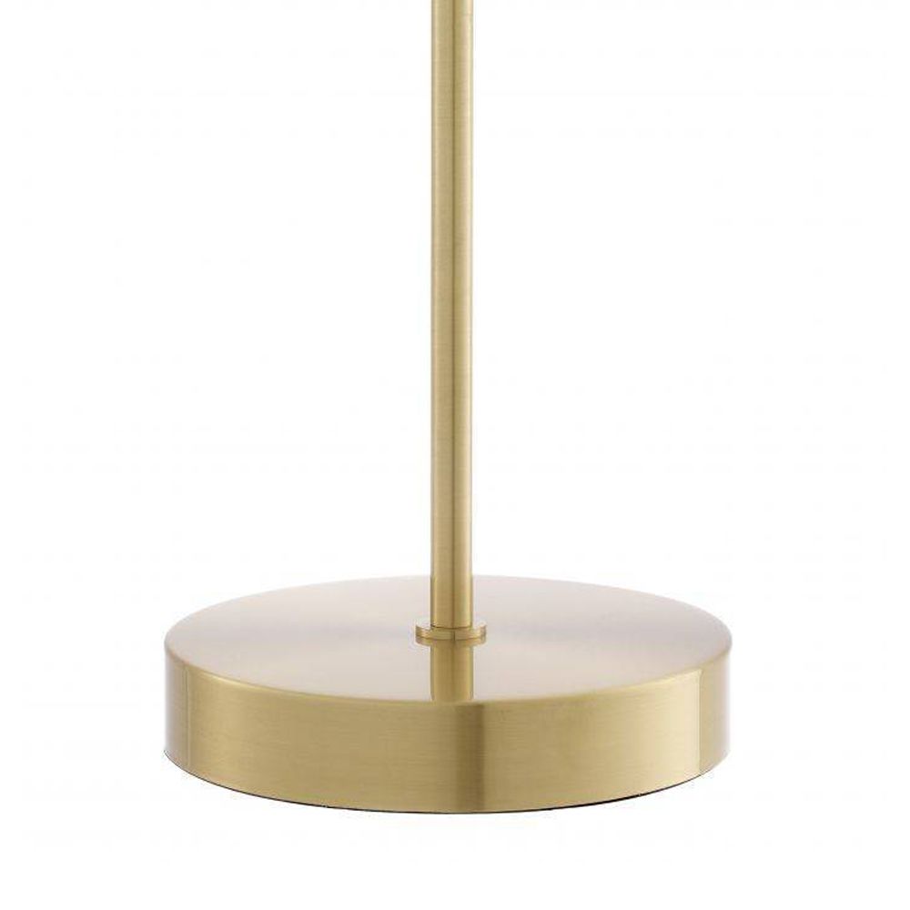 Light brass finish table lamp with round eucalyptus lampshade