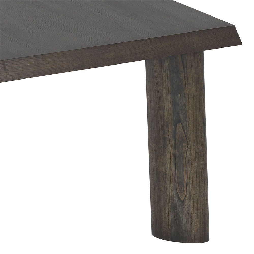 Eichholtz mocha straight oak veneer rectangular dining table with chunky angled legs