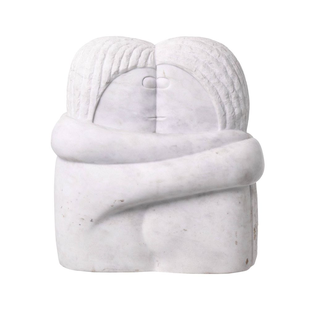 White marble couple in love hugging decorative object