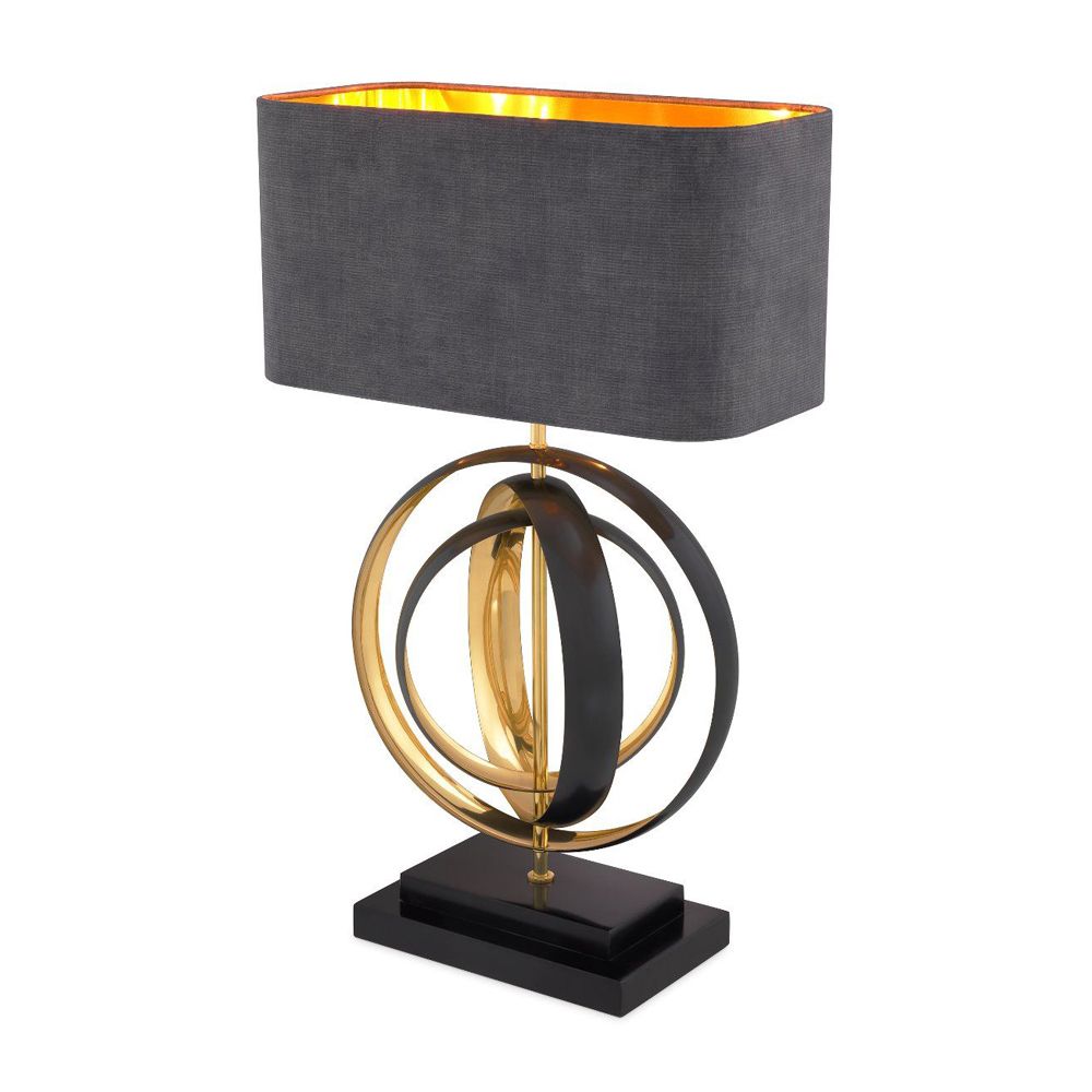 Glamorous modern polished brass and gunmetal table lamp by Eichholtz
