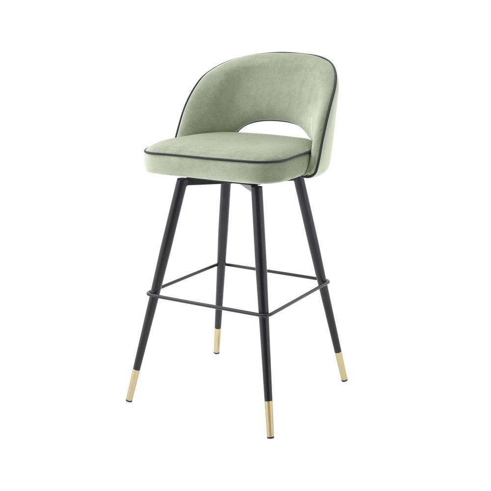 Luxurious Eichholtz green velvet bar stools