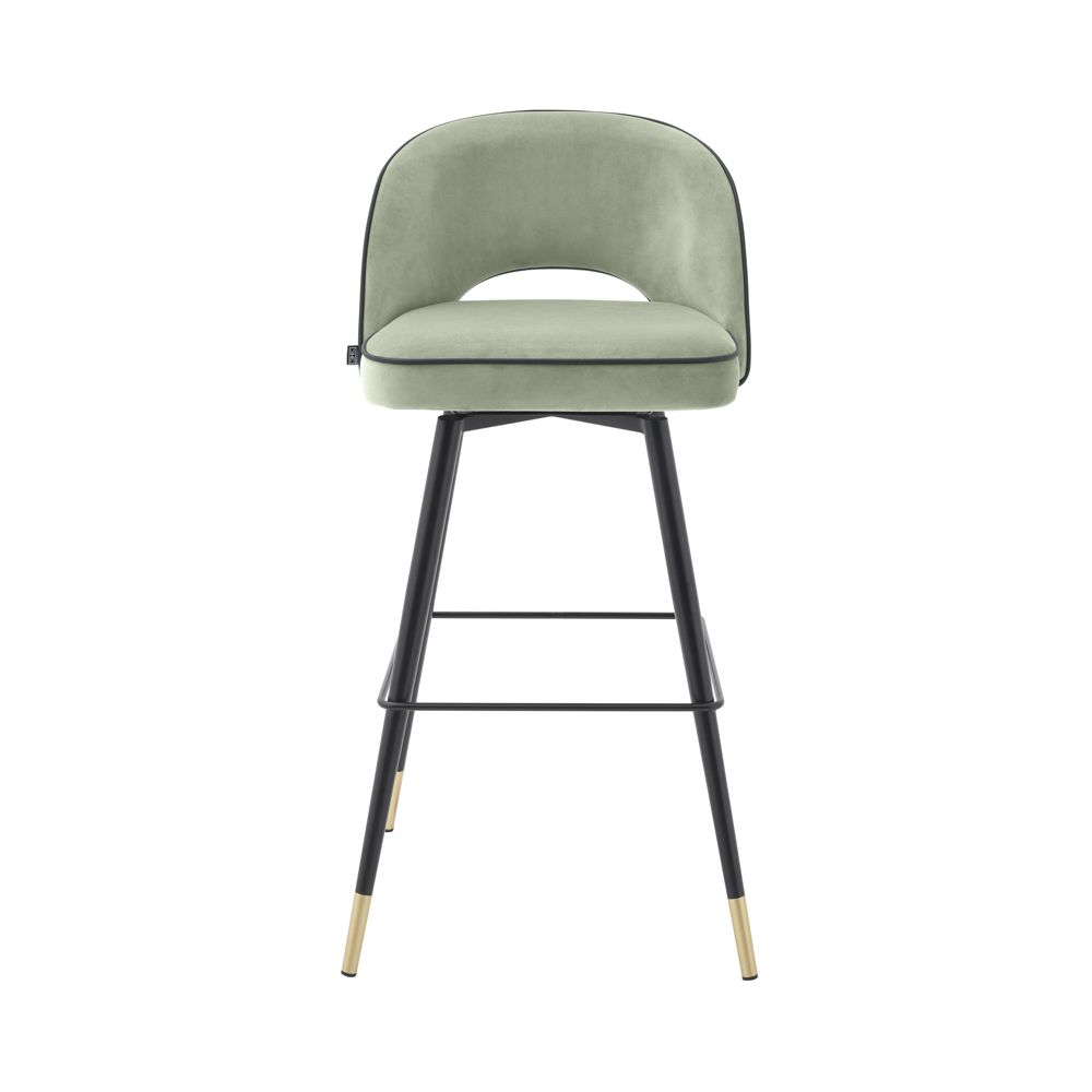 Luxurious Eichholtz green velvet bar stools
