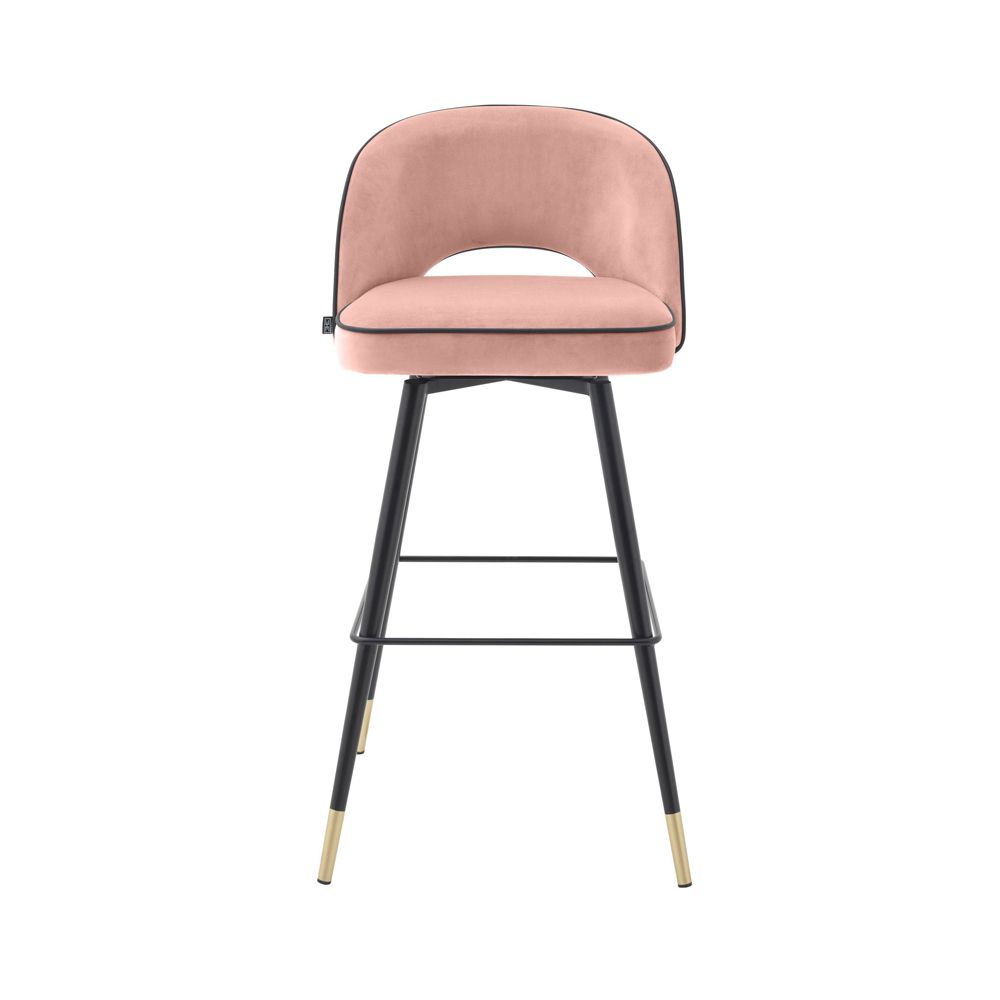 Luxurious Eichholtz pink velvet bar stools