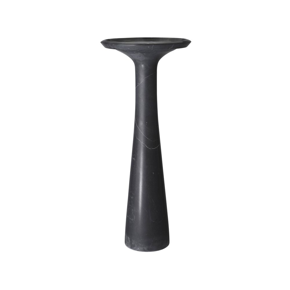Tall honed black marble side table