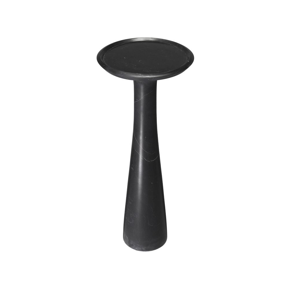 Tall honed black marble side table