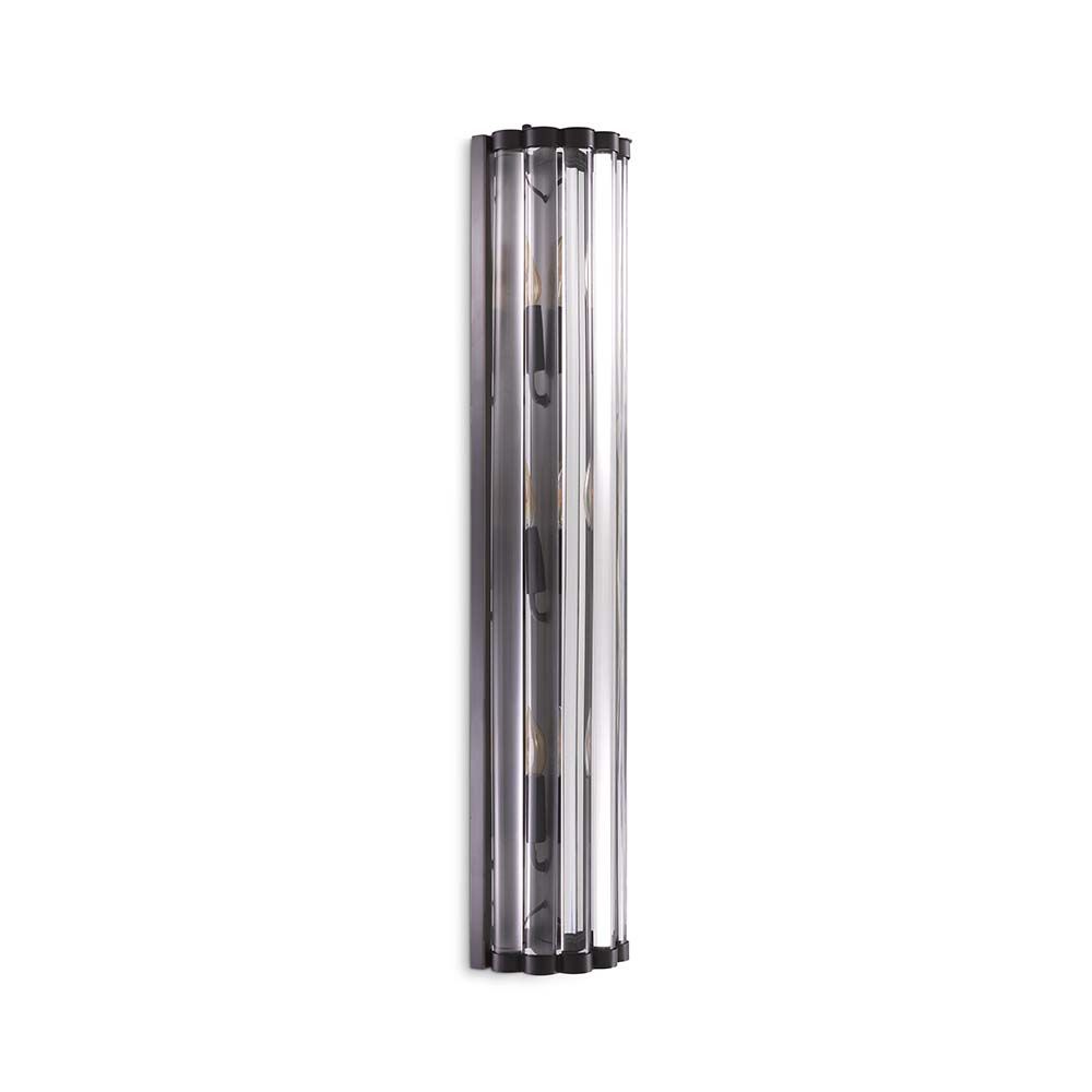 An Art Deco inspired wall lamp with a three bulb feature