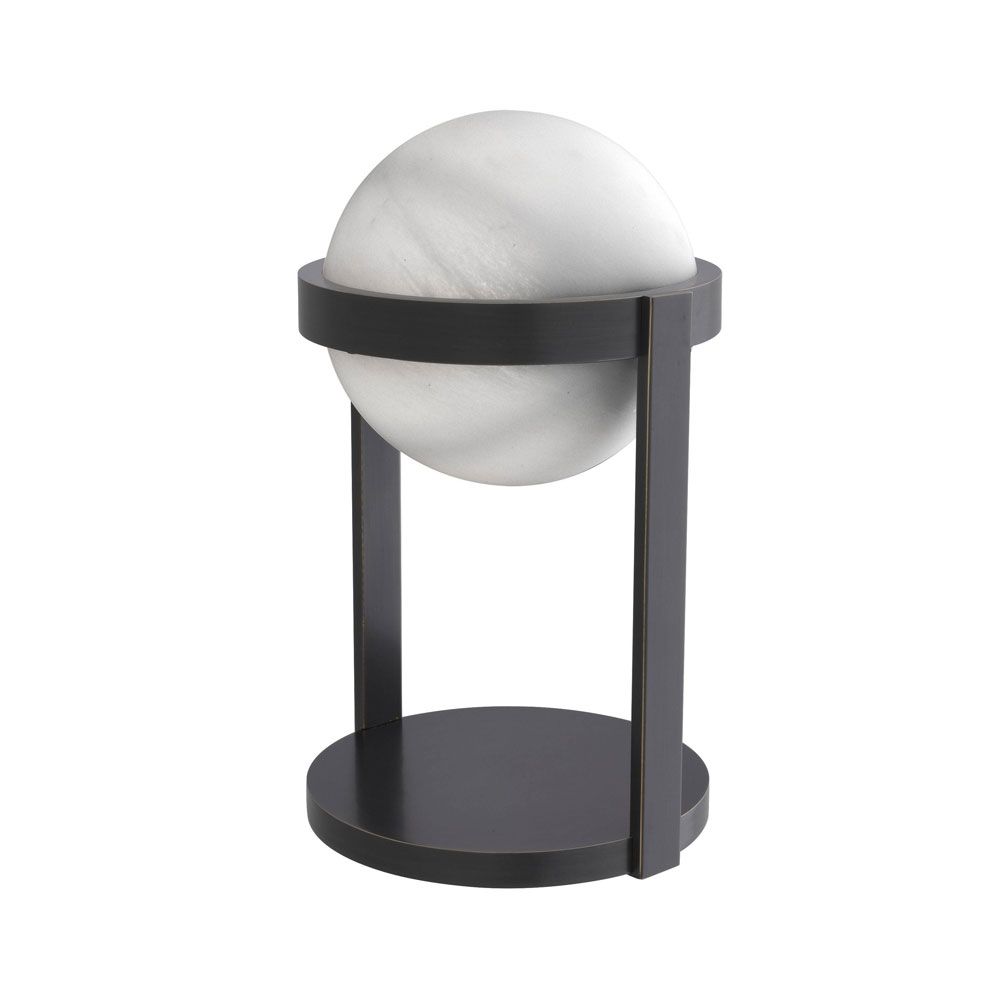 A luxurious white glass and bronze metal table lamp 