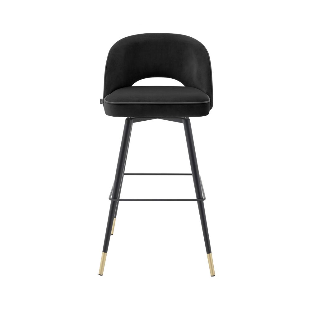 Luxurious Eichholtz black velvet bar stools