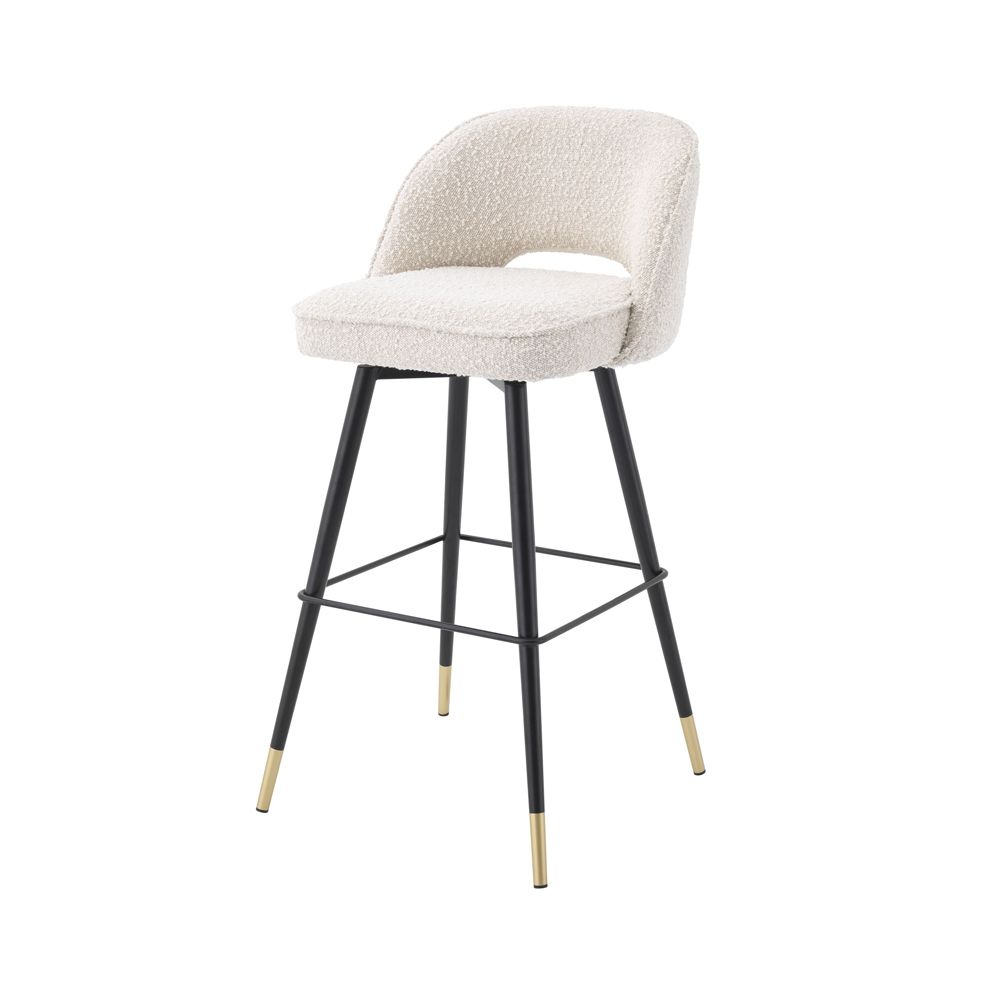 Luxurious Eichholtz boucle cream fabric bar stools