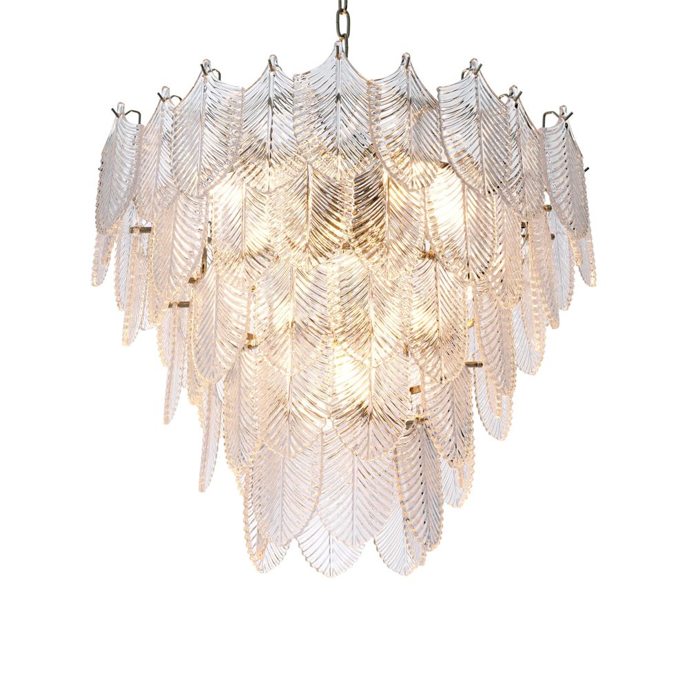 Luxurious nickel and clear glass chandelier