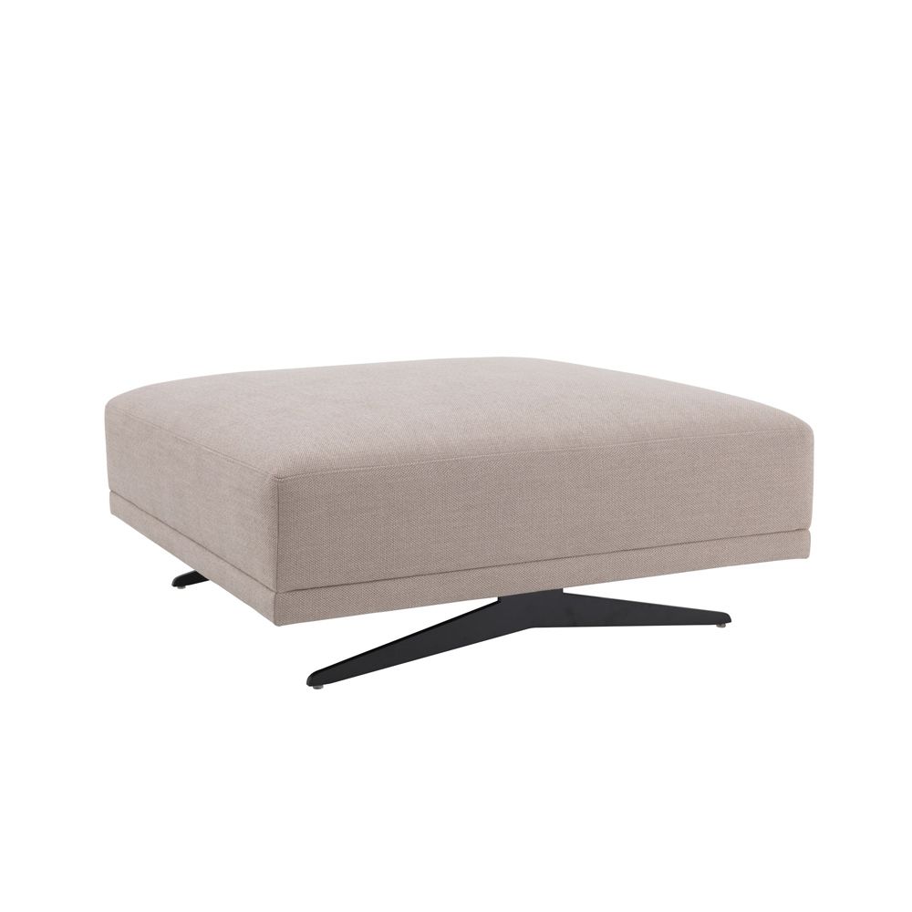 A luxurious avalon sand ottoman with black legs by Eichholtz