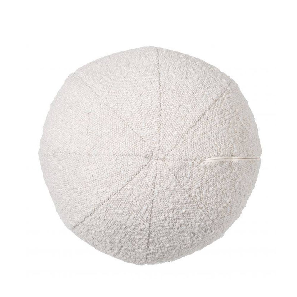 A luxurious small round boucle cushion 