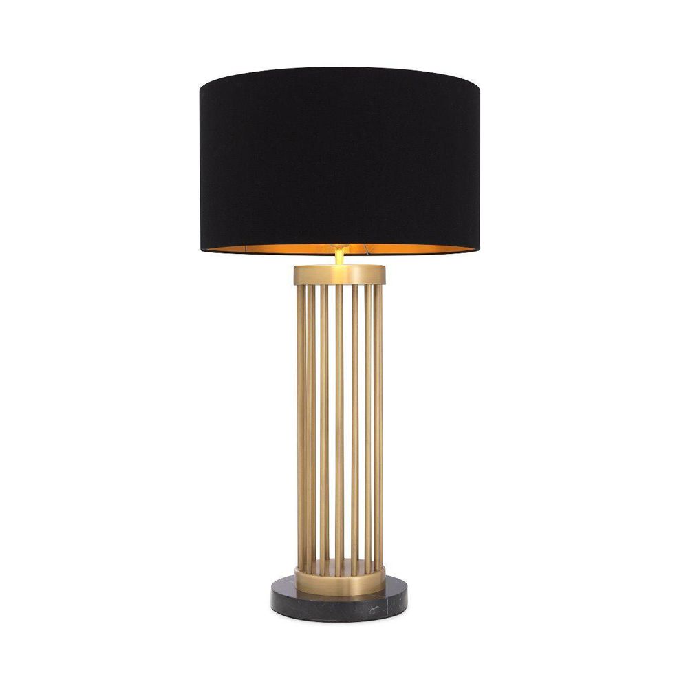 Luxurious Eichholtz antique brass table lamp with black marble base