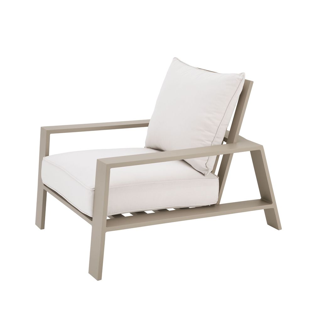 A stunning natural and sand-coloured outdoor lounge chair 