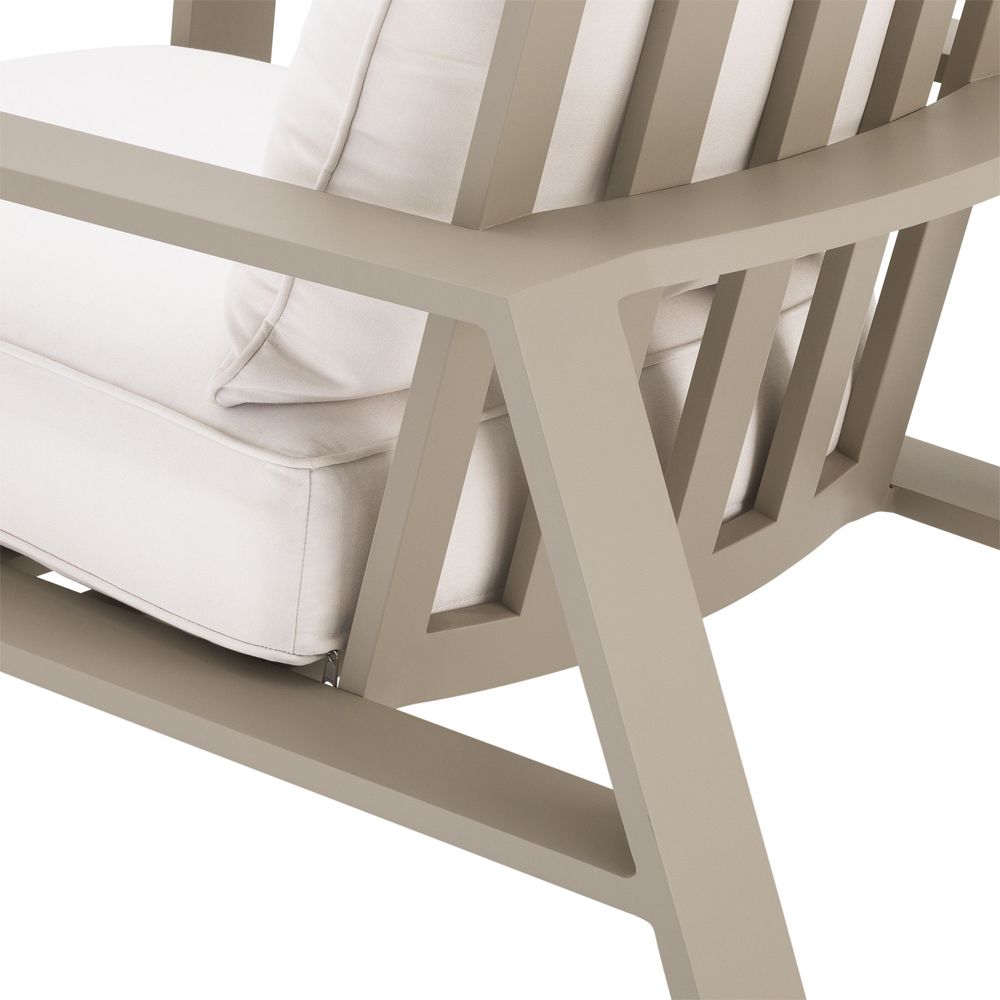 A stunning natural and sand-coloured outdoor lounge chair 