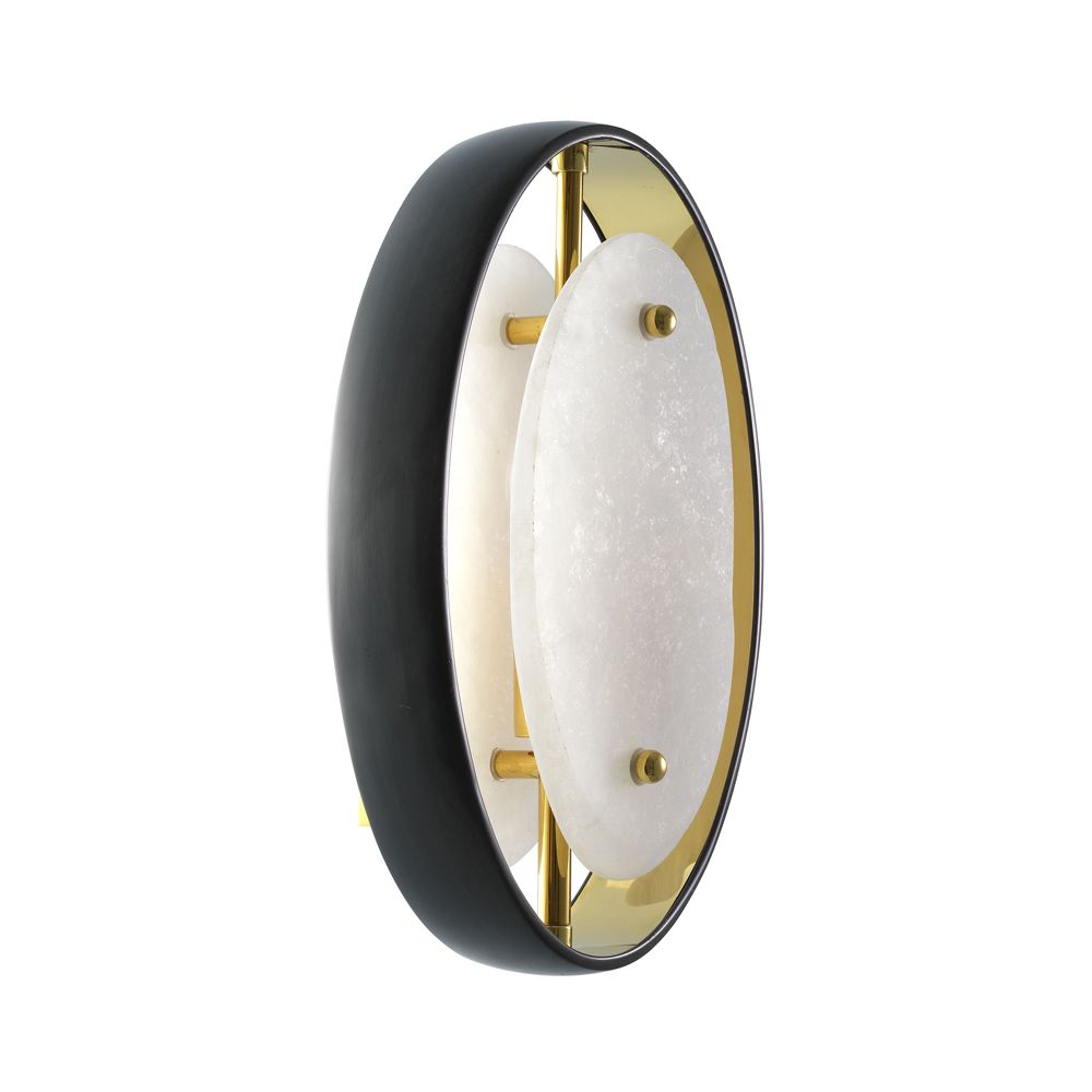 A chic gunmetal and gold industrial-inspired wall lamp 