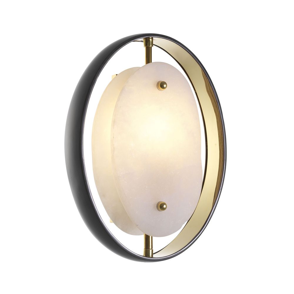 A chic gunmetal and gold industrial-inspired wall lamp 
