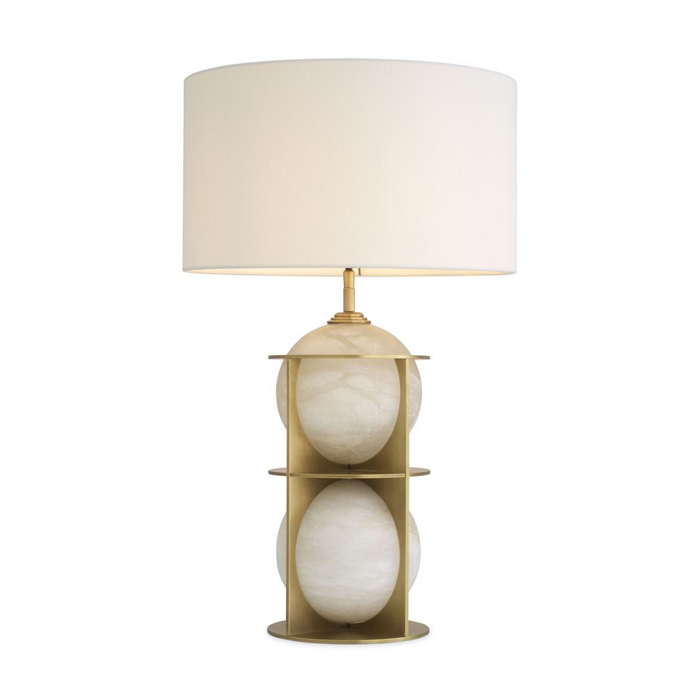 Luxurious alabaster and antique brass table lamp by Eichholtz