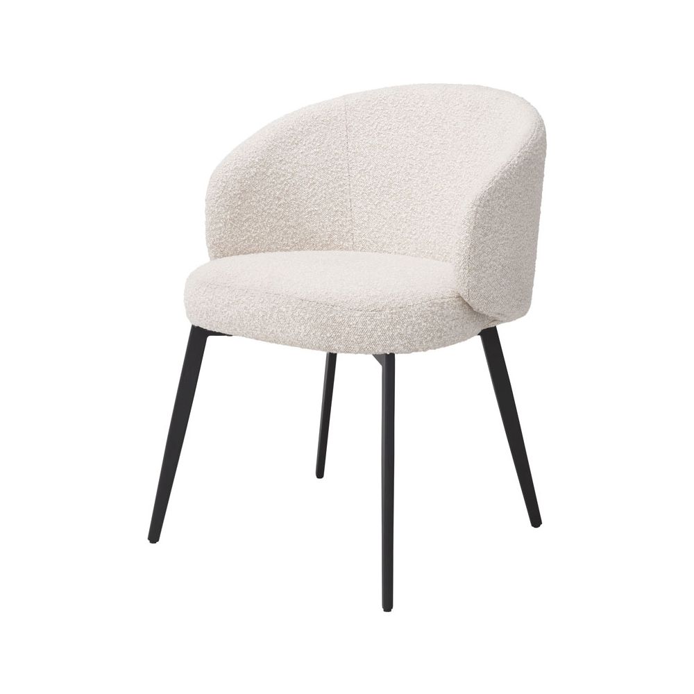 Set of two luxurious boucle upholstered dining chairs