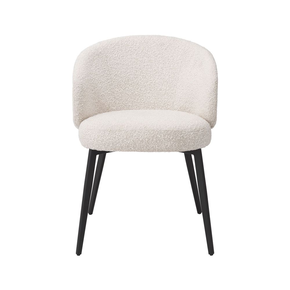Set of two luxurious boucle upholstered dining chairs