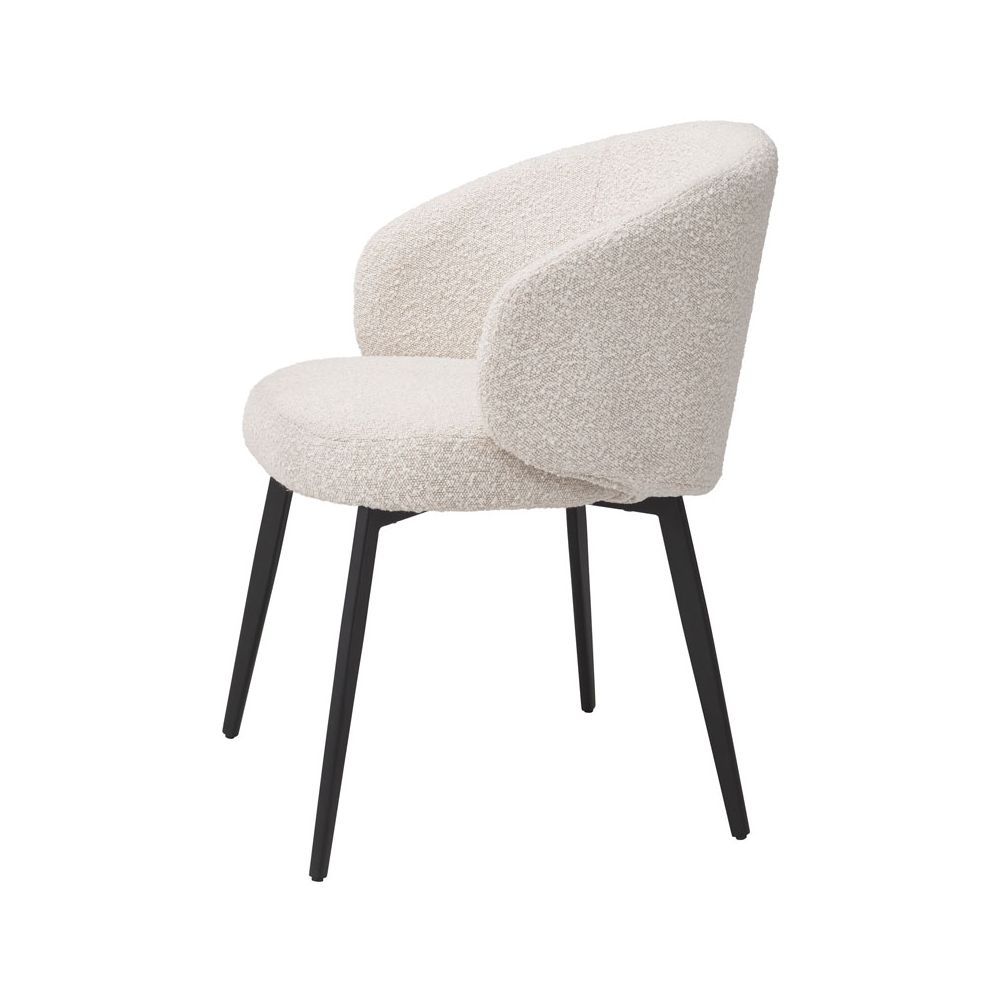 Set of two luxurious boucle upholstered dining chairs