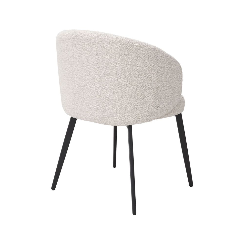 Set of two luxurious boucle upholstered dining chairs
