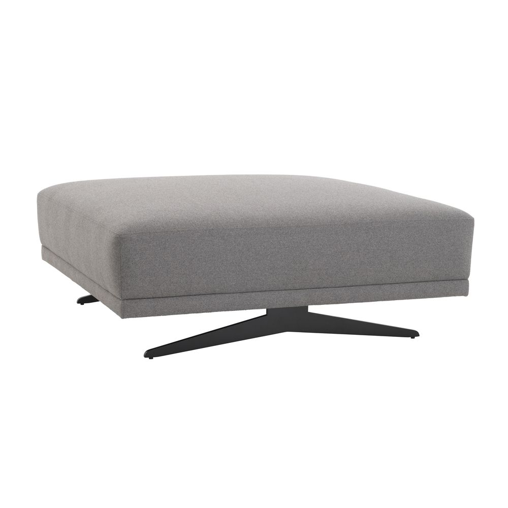 Grey wool blend ottoman with black finish frame