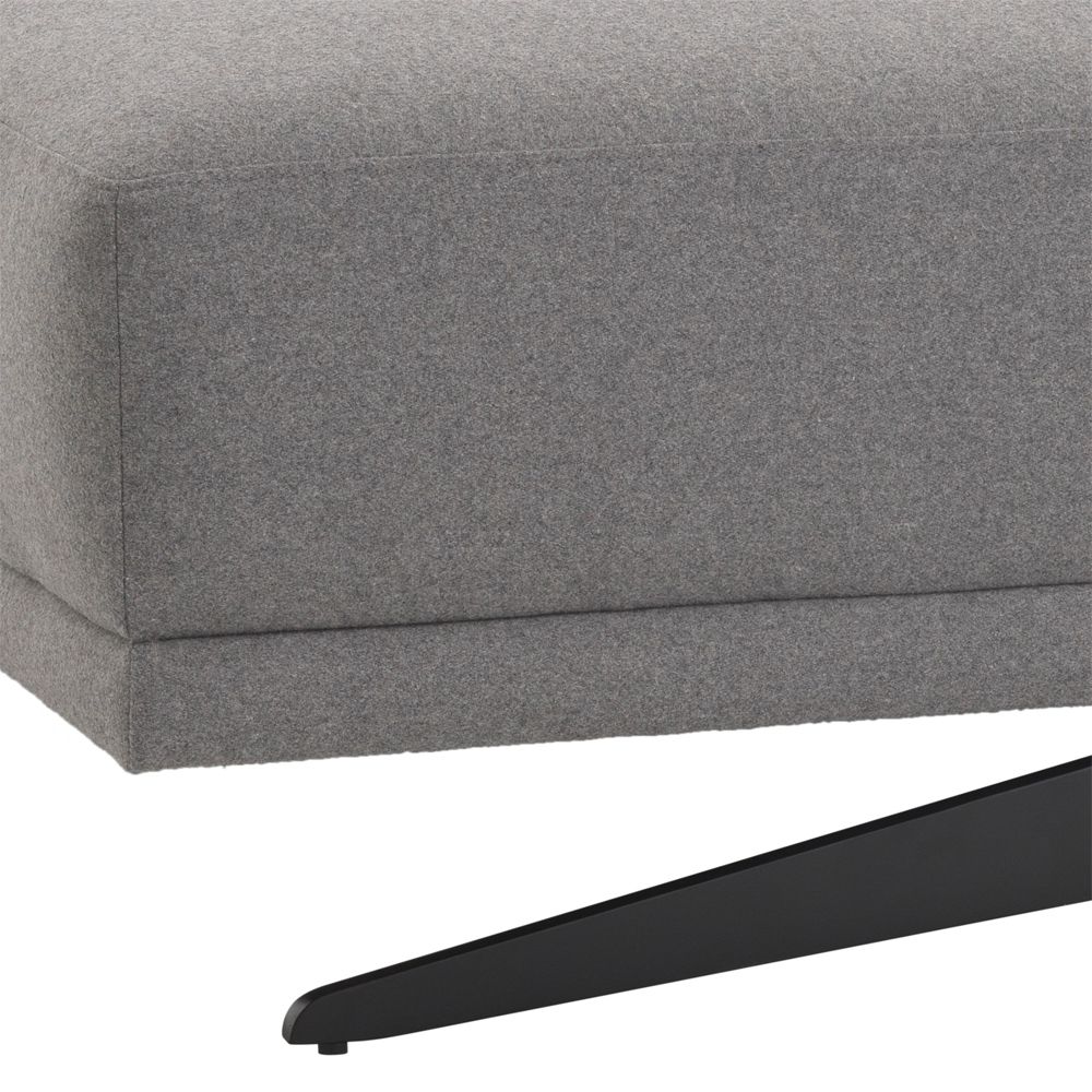 Grey wool blend ottoman with black finish frame