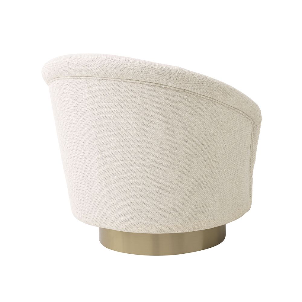 A luxury swivel chair by Eichholtz with a Pausa Natural upholstery and brushed brass base
