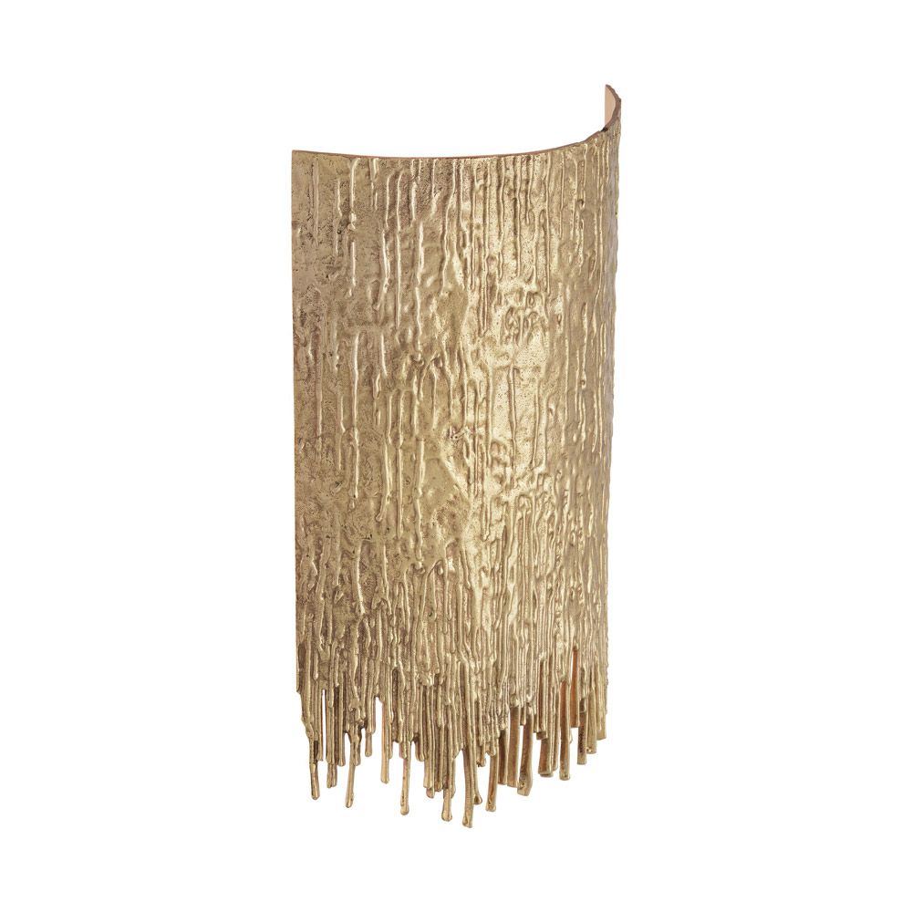 A glamorous and sculptural wall light by Eichholtz with a curved shape and gold finish 