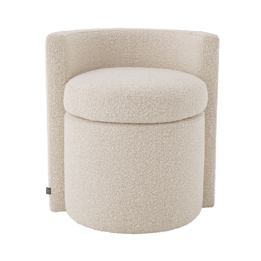 A glamorous early-century inspired boucle cream stool 