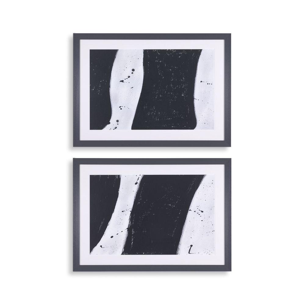 A luxurious set of 2 abstract monochromatic prints