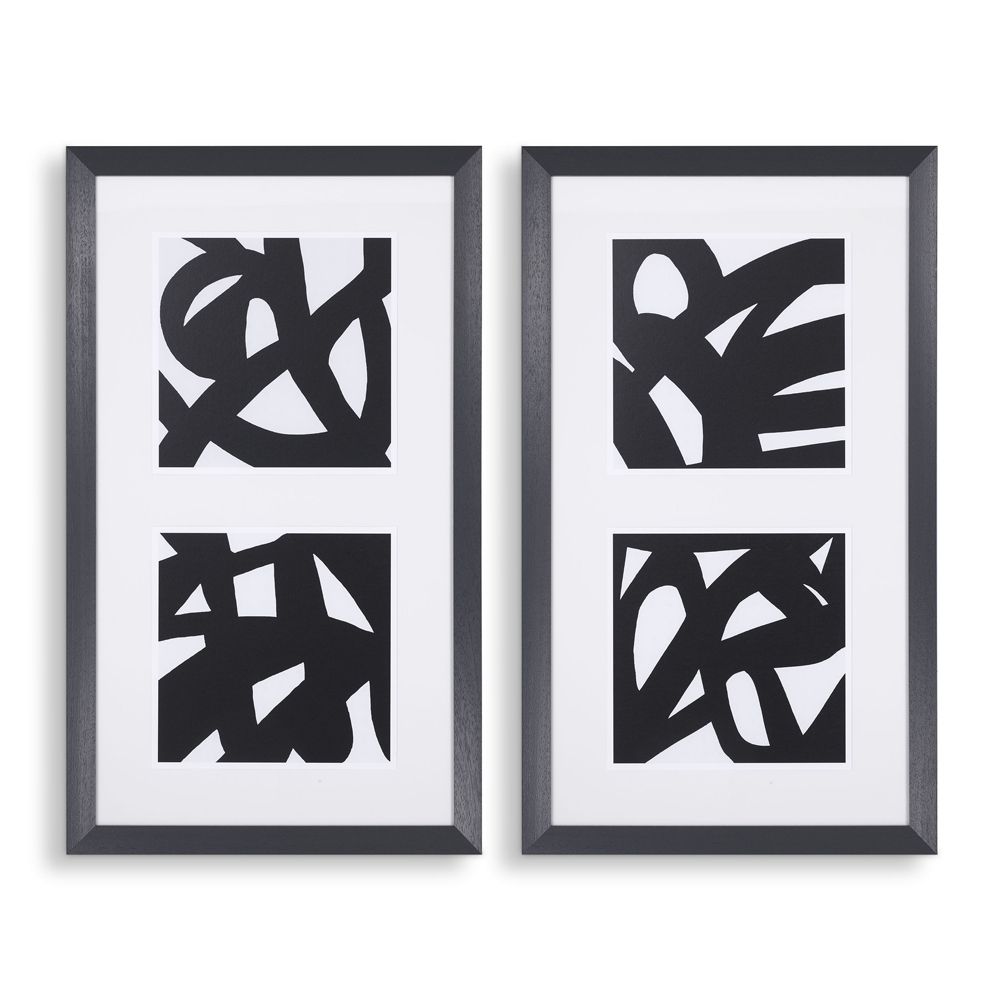 Set of 2 large monochrome abstract prints by Eichholtz