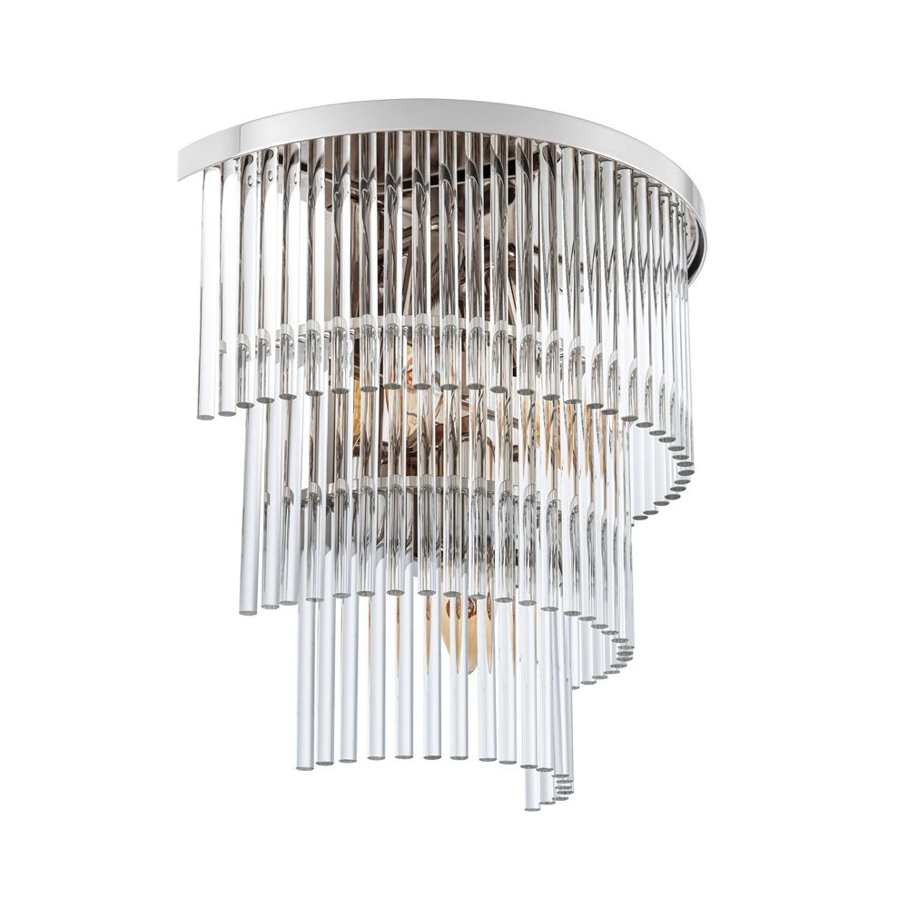 An elegant clear glass and polished nickel wall lamp