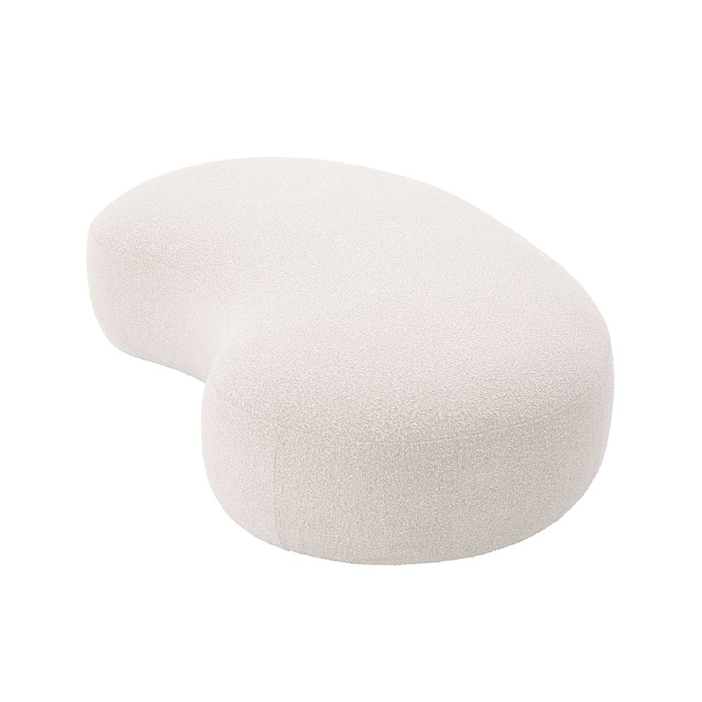 A beautiful bench by Eichholtz with a curvaceous design and bouclé cream upholstery 