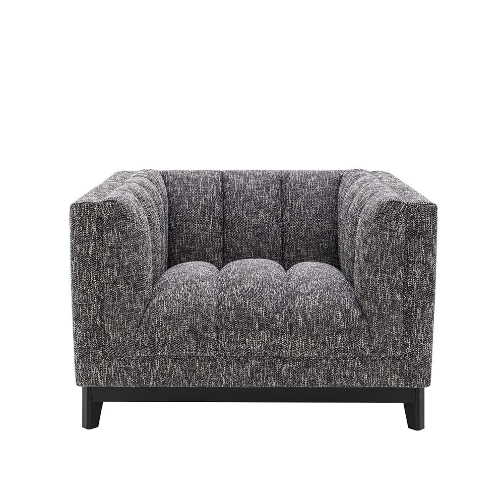 stunning grey upholstered seat with black legs