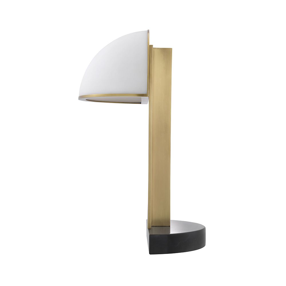 Sculptural and glamorous table lamp with black marble base