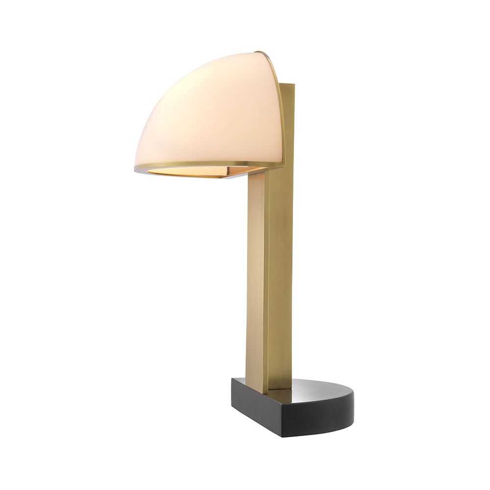 Sculptural and glamorous table lamp with black marble base