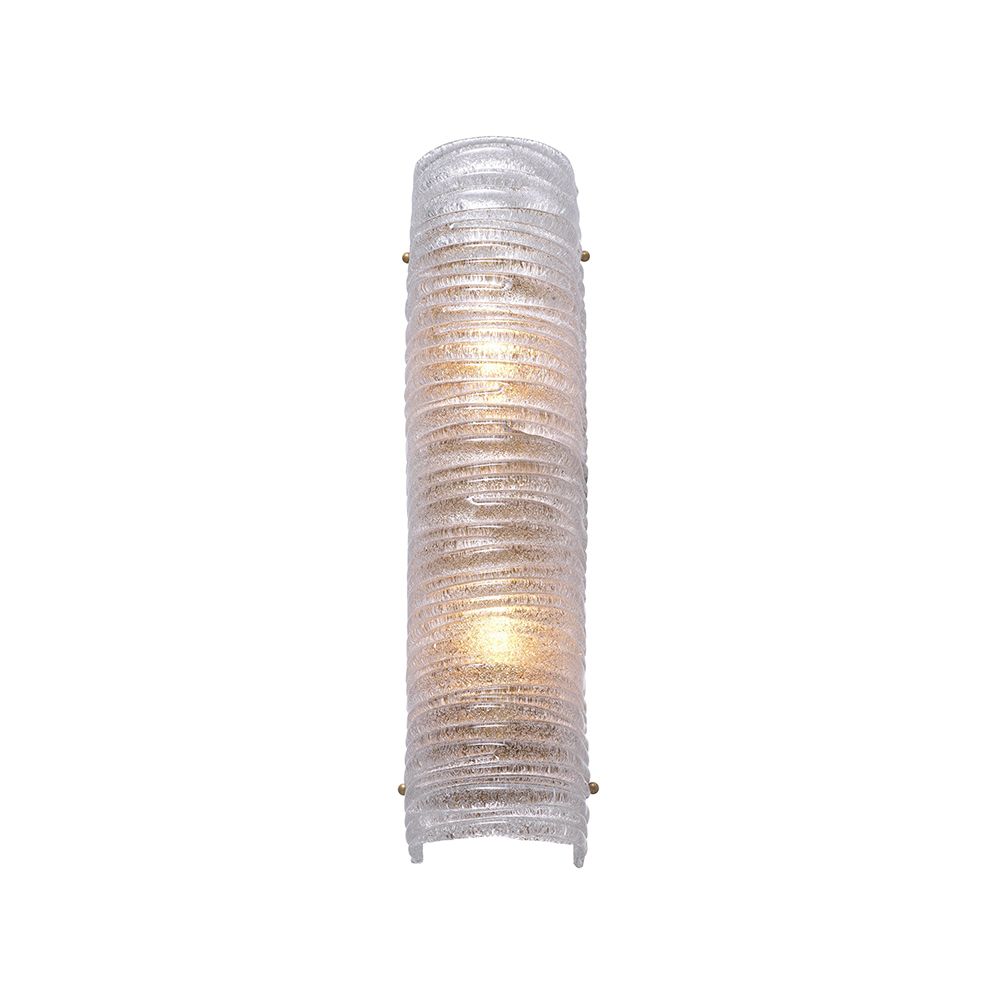 A gorgeous wall lamp by Eichholtz with a modern design and vintage brass finish with a ribbed clear glass shade