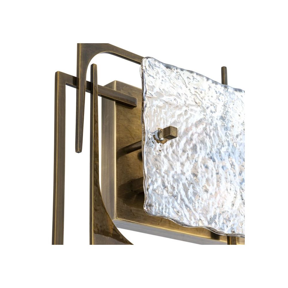 Illustrious geometric wall lamp with antique brass and hand-blown glass finish