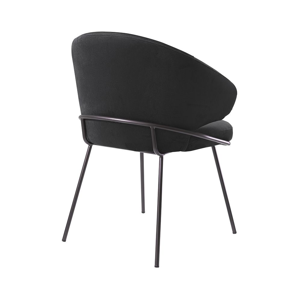 Sleek and modern dining chair with wrap-around arm/back rest and tapered legs
