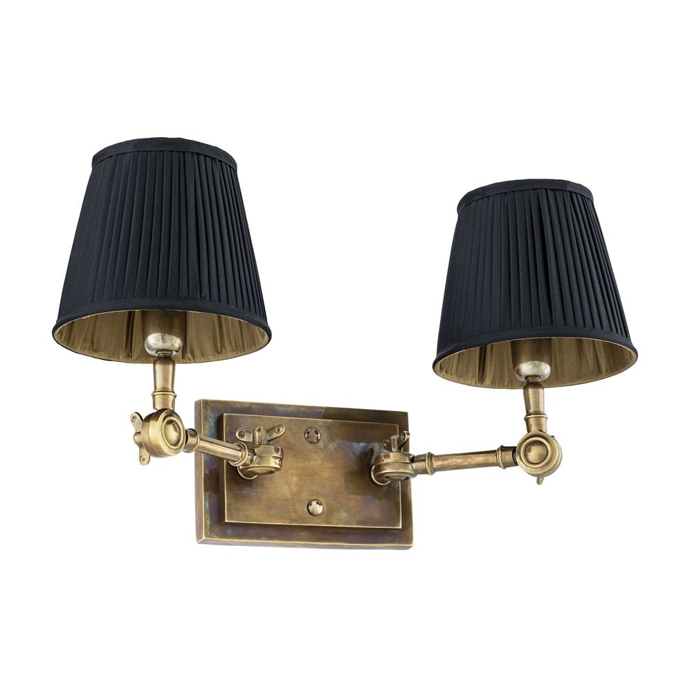Opulent black and gold vintage finish double wall light