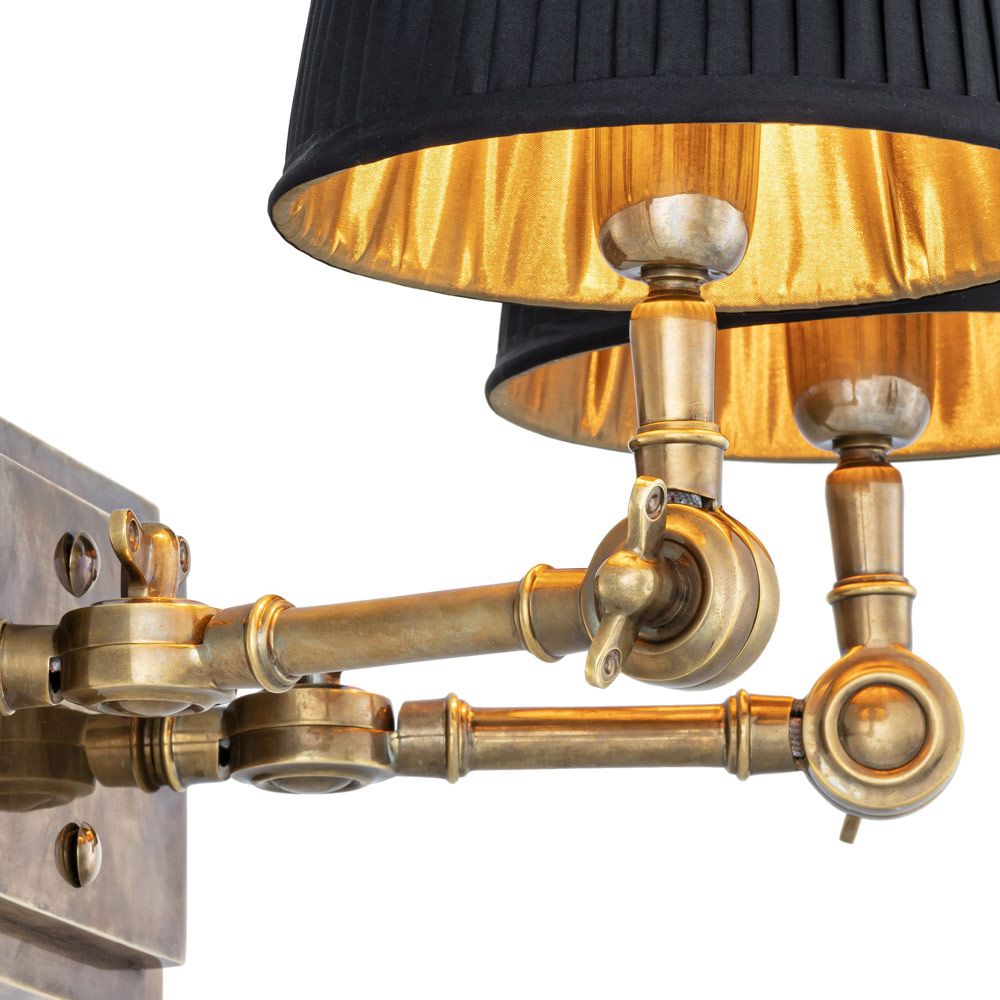 Opulent black and gold vintage finish double wall light