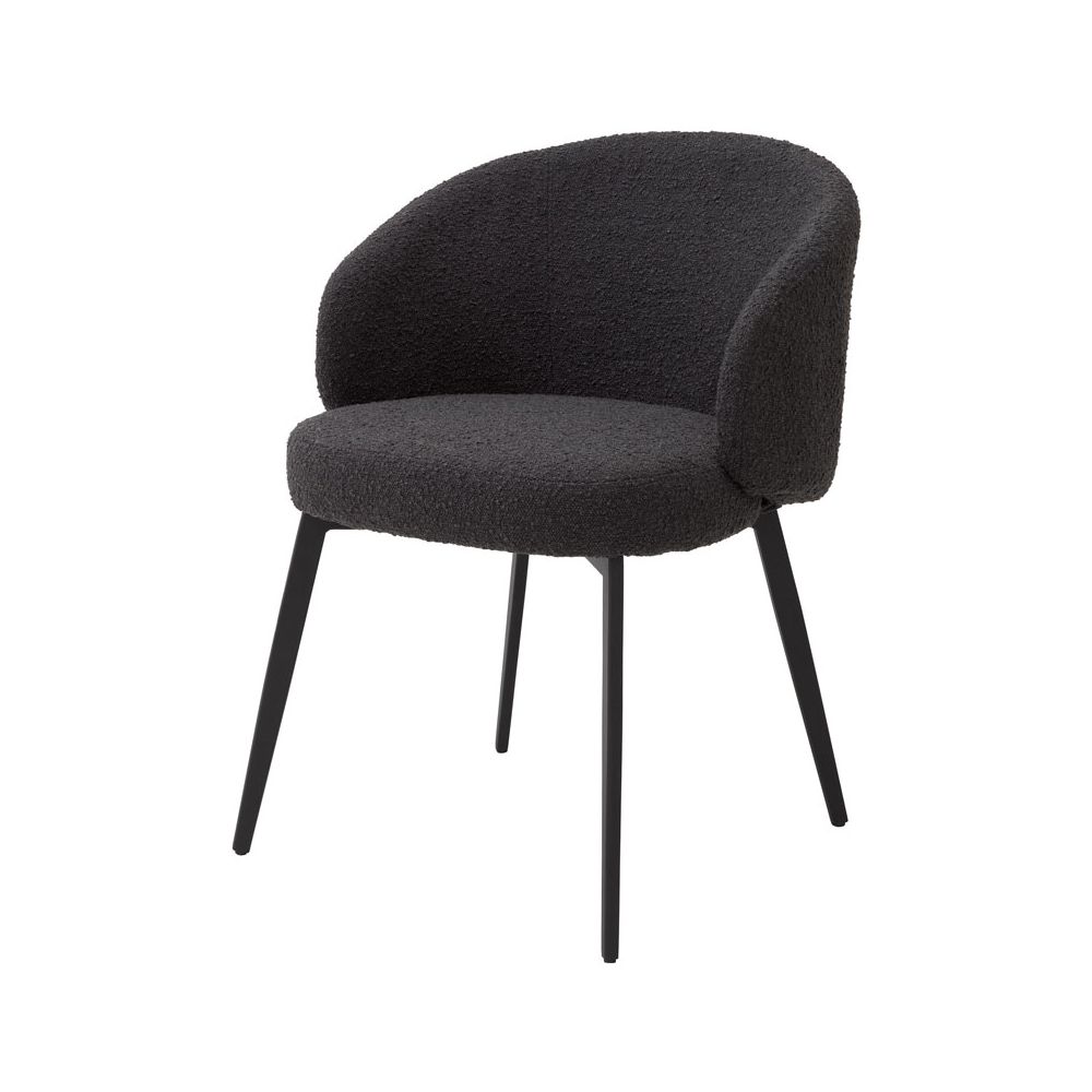 Sleek and elegant black boucle dining chairs