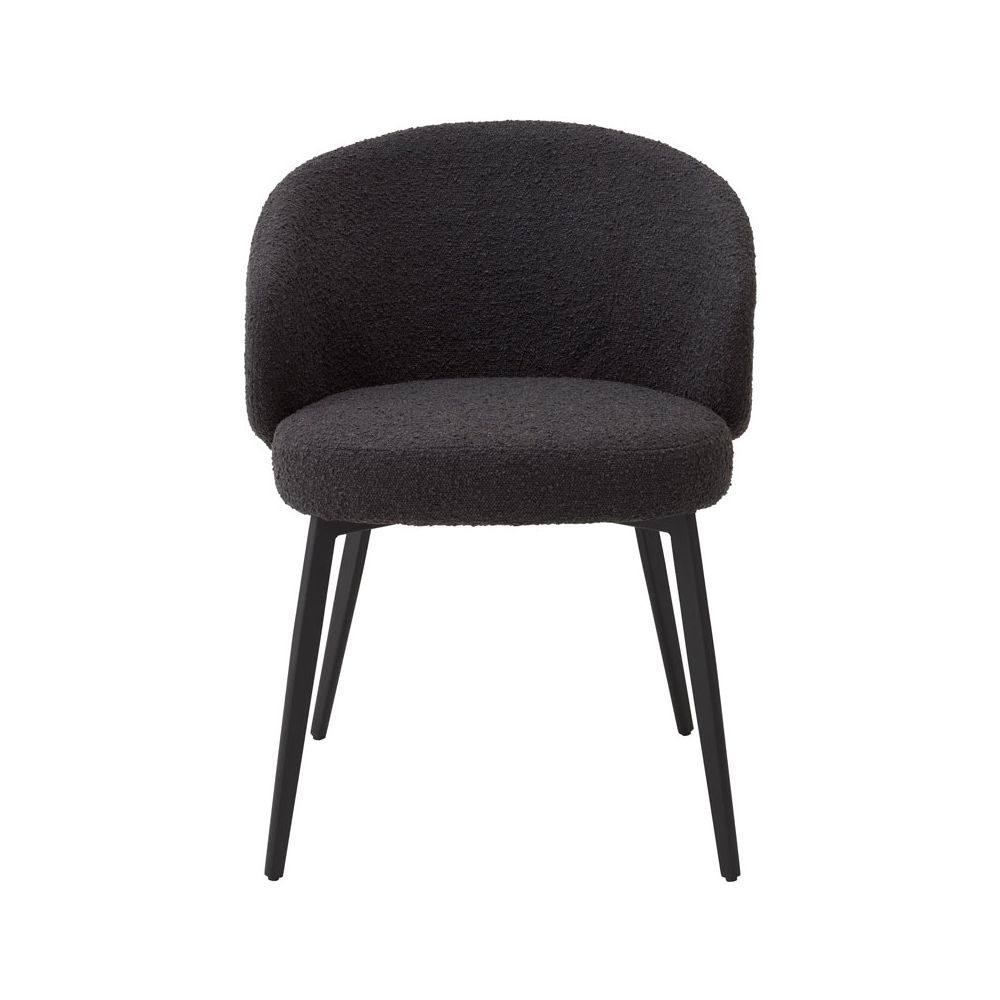 Sleek and elegant black boucle dining chairs