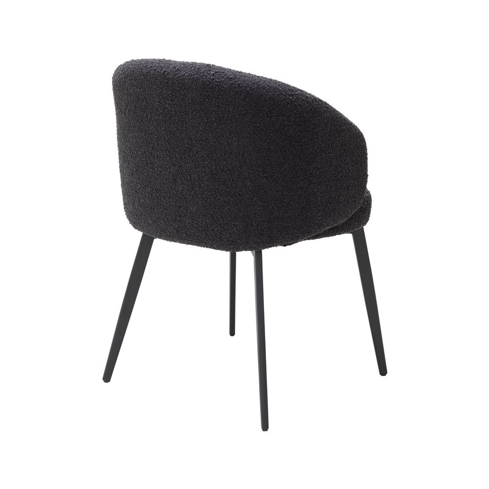 Sleek and elegant black boucle dining chairs
